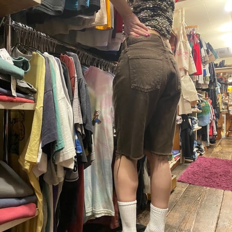 [USED] Euro Levi's BROWN 🤎 DENIM CUT OFF SHORTS orange tab