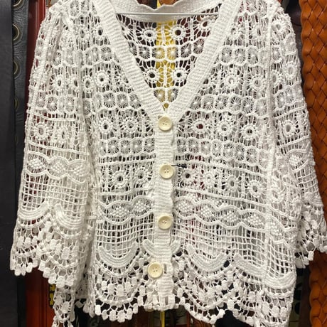 [USED] White 鍵あみ KNIT カーディガン