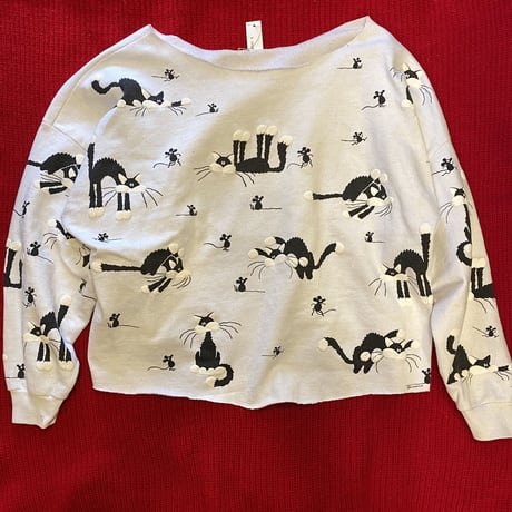 [USED] クロネコ発泡プリントSWEAT🐈‍⬛