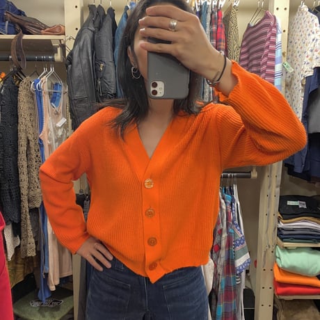 [USED] VividOrange🍊ショート丈カーディガン