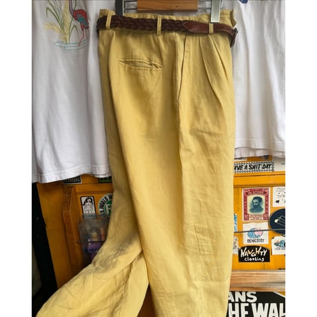 [USED] Yellow LINEN 2タック PANTS W27