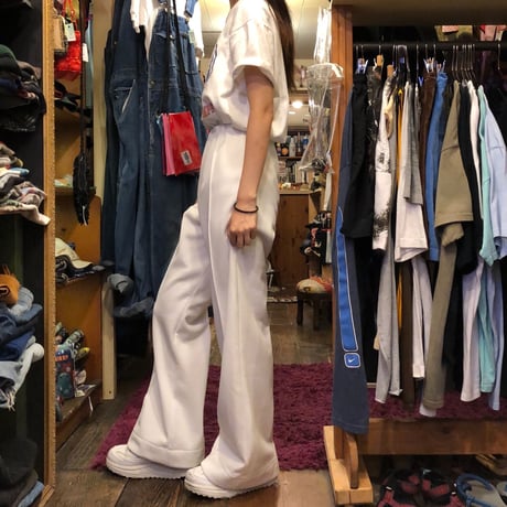 [USED] 70's WHITE  POLY PANTS♡