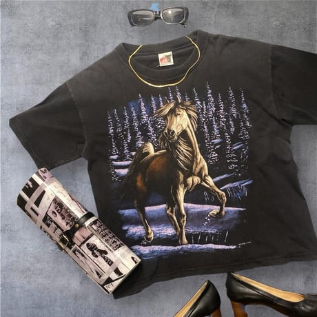[USED]BLACK 馬Tee