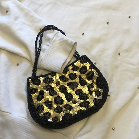 [USED] spangle♡ヒョウ柄ビーズポーチ
