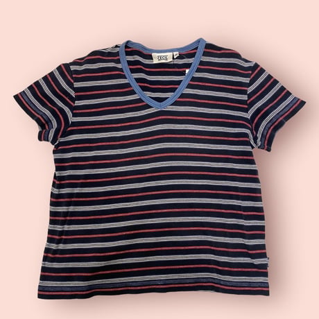 [USED] VネックマルチボーダーTee