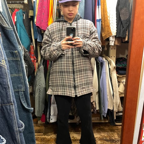 [USED] Dickies 綿入りフードネル BLK/GRY
