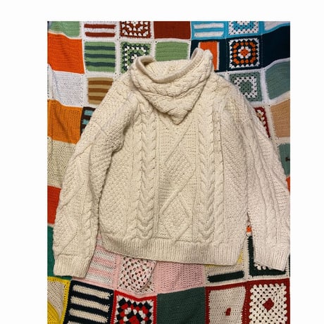 [USED] ケーブル編みZIPニットHOODIE