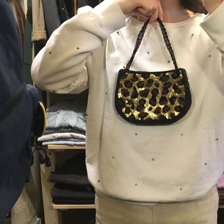 [USED] spangle♡ヒョウ柄ビーズポーチ