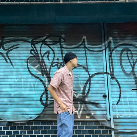 [USED］S/Sワインレッド　チェックシャツ