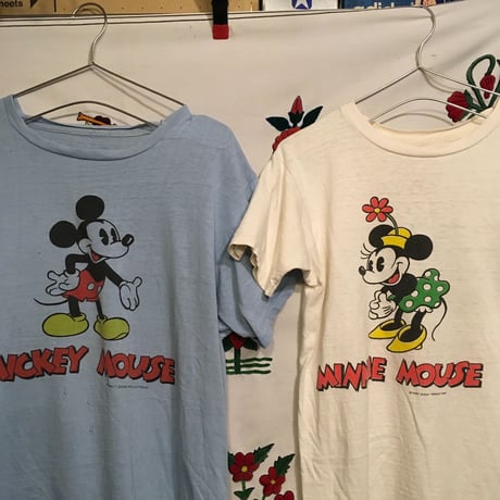 [USED] 80's  vintage  両面 Mickey & Minnie Tee