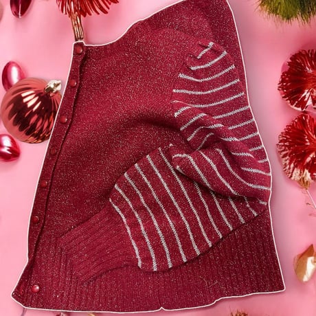 [USED] old renown RED glitter knit カーディガン ❤️