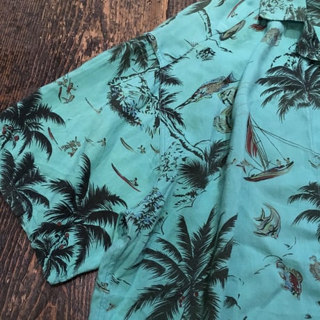 [USED] レーヨン アロハシャツ [GREEN]