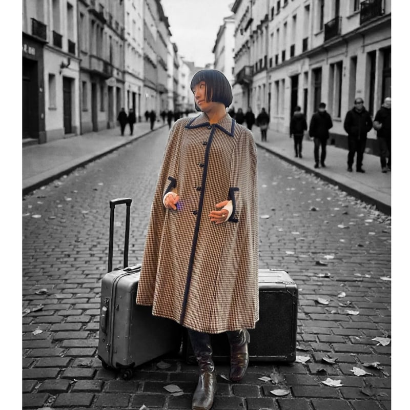 USED] 千鳥格子ケープコート | garden730