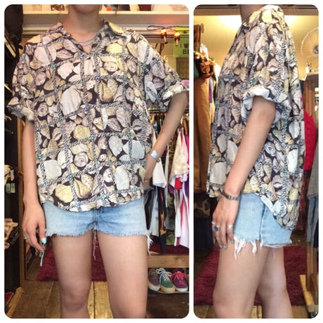 [USED] 貝殻柄のSILKシャツ