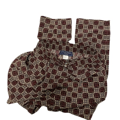 [USED] いい柄 POLY タックパンツ/made in MACAU.