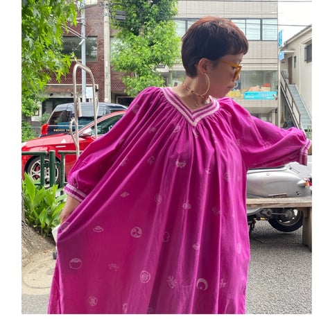 [USED] 70‘s 和柄ロングワンピース 💜