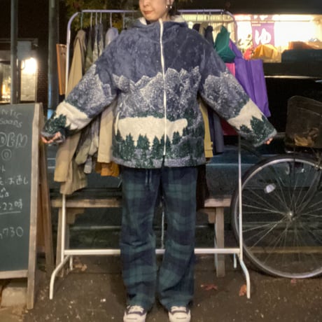 [USED]  雪山柄リバーシブル フリースパーカー