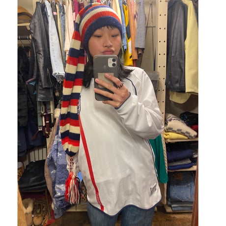 [USED]ポンポンボーダーマフラーcap