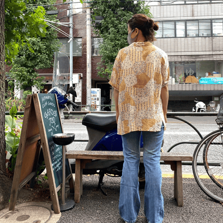 [USED] 小花パッチワーク開襟シャツ