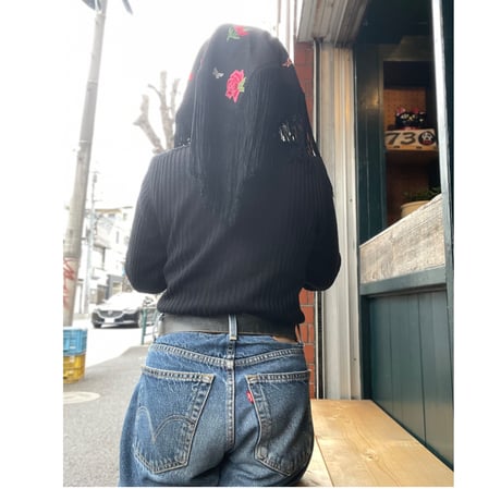 [DEADSTOCK] お花ワッペンフリンジストール