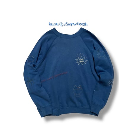 [HILITE STORE] ハンドメイド刺繍SWEAT/ブルー②