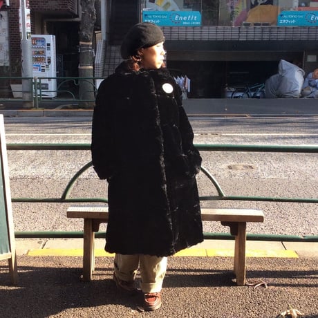 [USED] vintage 丸襟ロングフェイクファーコート