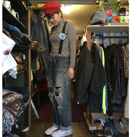[USED] Levis 502 'BIG E'レプリカ ダメージデニム