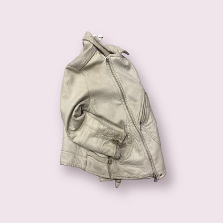 USED］white real leather ライダースJKT
