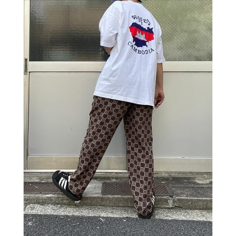[USED] いい柄 POLY タックパンツ/made in MACAU.