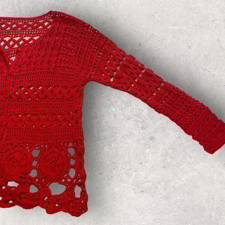 [USED] RED❤️クロシェット カーディガン