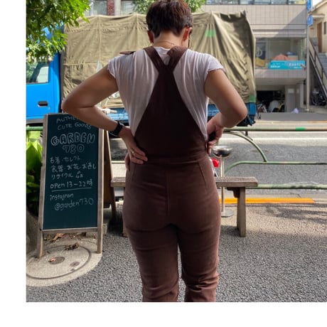 [USED]  GOOD SIZE♡ ストレッチ BROWN オーバーオール