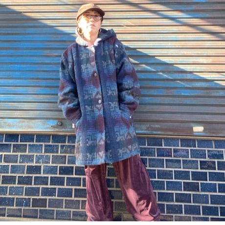 [USED] L.L.Bean WOOL 柄コート