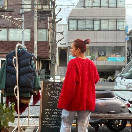 [USED] RED❤️ モヘア ケーブルニット