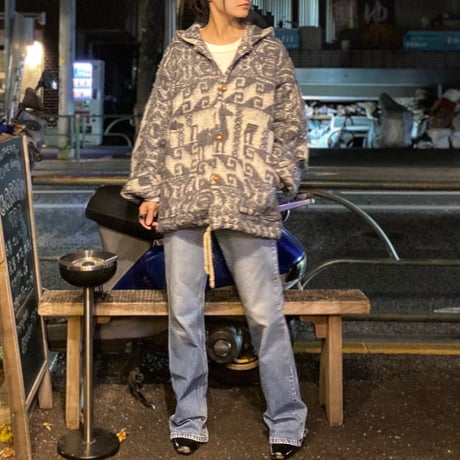 [USED] 総柄 エクアドル WOOL HOODIE❄︎