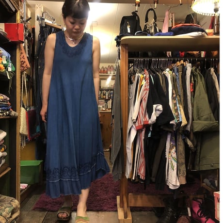 [USED] インディゴブルー💙レーヨンワンピ