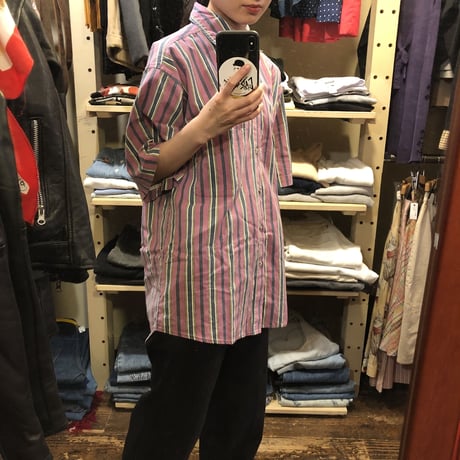 [USED]  PINK♡ マルチストライプシャツ