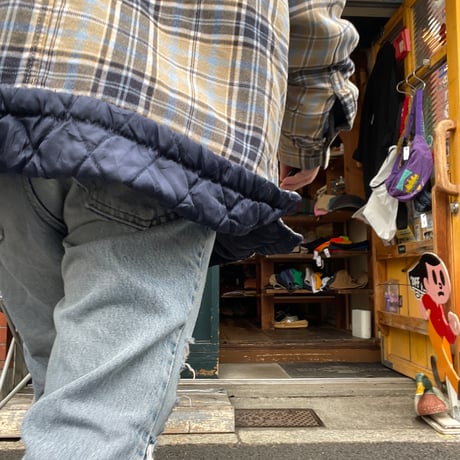 [USED] Dickies 綿入りフードネル NAVY/BGE