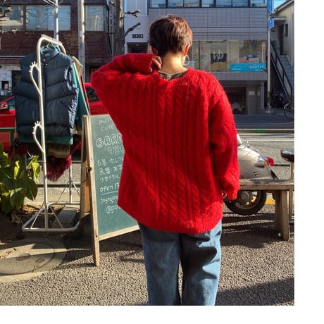 [USED] RED❤️ モヘア ケーブルニット