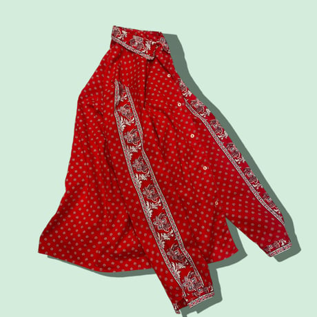 [USED] 70's RED ペイズリー柄シャツ