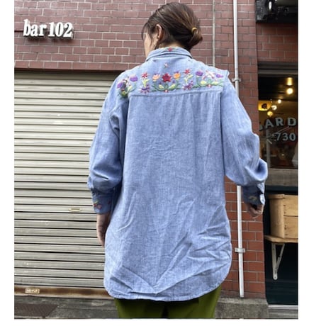 [USED] 刺繍シャンブレー  シャツ