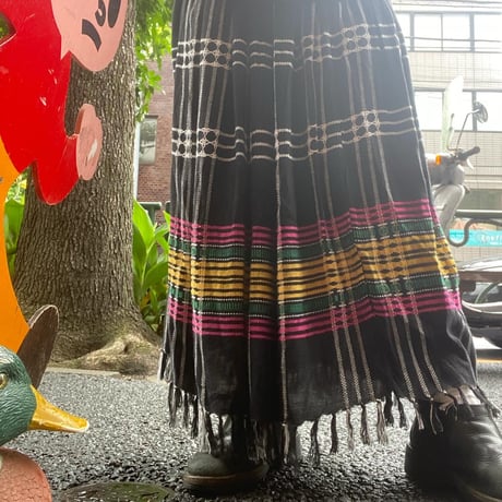 [USED] レーヨンチェック柄ロングスカート