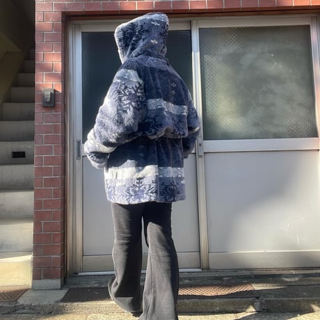 [USED] 雪柄 ボア フリース コート❄️