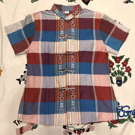 [USED] チェック柄シルクチャイナシャツ♡