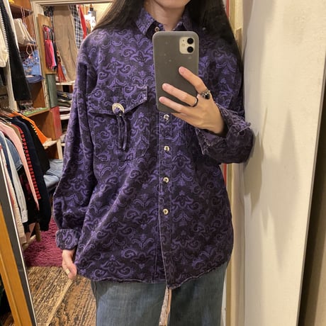 [USED] made in U.S.A. ダマスク柄シャツ！