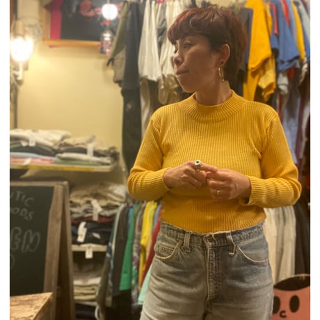 [USED] EURO vintage 黄色 リブニット