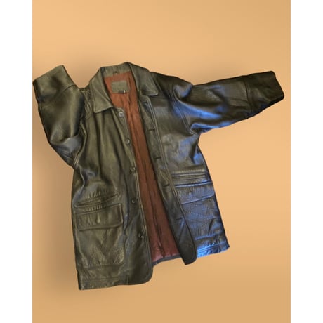 [USED] LEATHER CAR COAT♡
