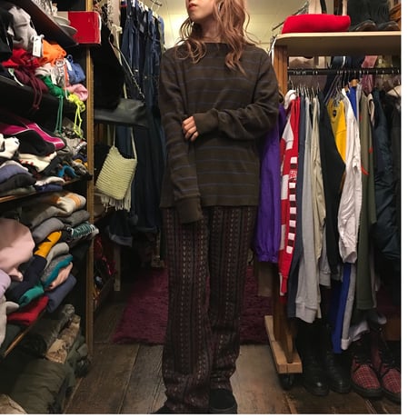 [USED] BROWN×BLUE ボーダーサーマル