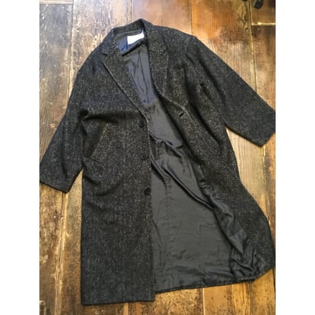 [USED] WOOL ヘリンボーン ネップ ロングコート