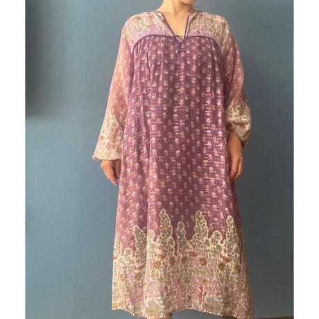 [USED]  vintage インド綿ワンピース