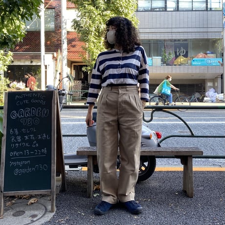 [USED] ヘンリーネック ボーダーTee